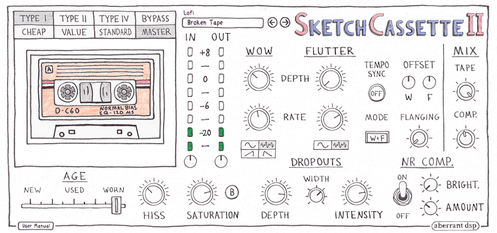 Aberrant DSP Sketch Cassette II GUI