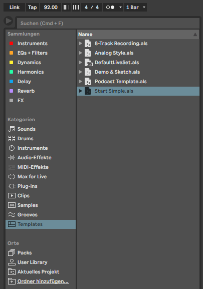 The Templates Folder In Ableton Live 11
